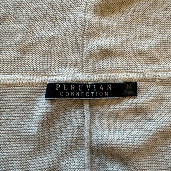Peruvian Connection women’s Pima Cotton Links Swing Cardigan beige Size Medium - Picture 3 of 5